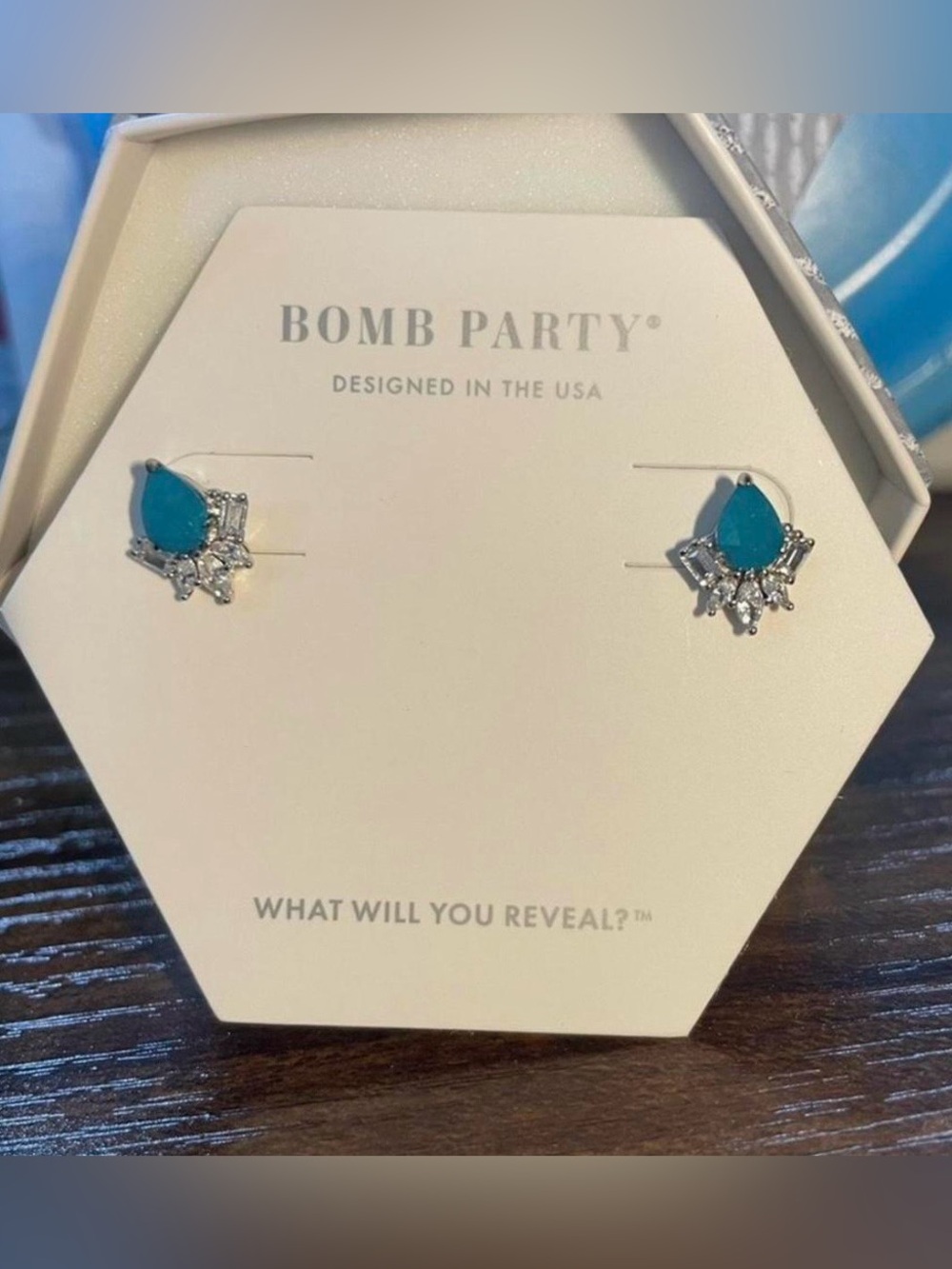 Bomb Party “The Sterling Club” Genuine Amazonite Sterling Silver Stud Earrings